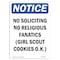 Signmission OSHA Notice Sign, 10" H, 7" W, Rigid Plastic, No Soliciting No Religious Fanatics Sign, Portrait OS-NS-P-710-V-14830 - alternate 1